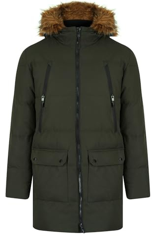 Tokyo Laundry Men's Padded Multi-Pocket Parka Coat with Faux Fur Trim Hood