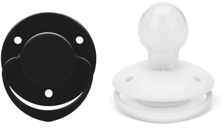 CutiePlusU BPA-frei Adult Sized Schnuller für Erwachsene 2er Pack Runder Small Shield aus Silikon Einfarbig Für Stressabbau & Entspannung - Schwarz+Weiß