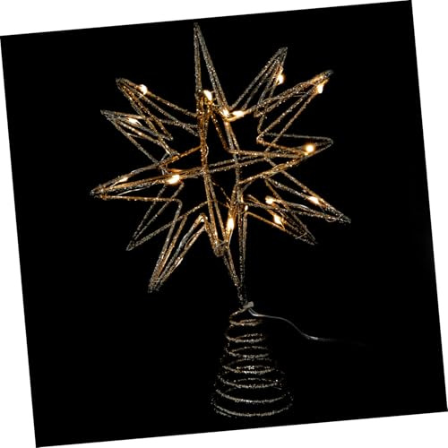Homoyoyo Beleuchteter Christbaumspitze Stern Champagner Zackiger Jumbo Weihnachtsbaumspitze Kreatives Design Festliche Baumdeko für Innenbereich