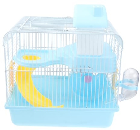 Toddmomy Doppelstock Kleintierkäfig Lichtblau Mit Laufrad Auslaufsicherer Trinkflasche Acryl Haustierhaus Für Hamster Chinchilla Multifunktionale Villa