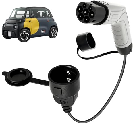 Adattatore da Tipo 2 a Schuko, spina di ricarica per auto elettrica, 3,5 kW, 16 A, adattatore 0,5 m, 220 V, cavo di ricarica Tipo 2 per EV, e-scooter, e-monopattino (non per V2L), resistente all'acqua