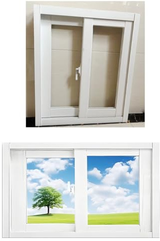 Mobile Basement Slider Window, 15 22 24 26 28 30 32 34 40 Small Horizontal Sliding Windows with Tempered Glass and Screen,for Shed Playhouse Household(White,26inx23in)