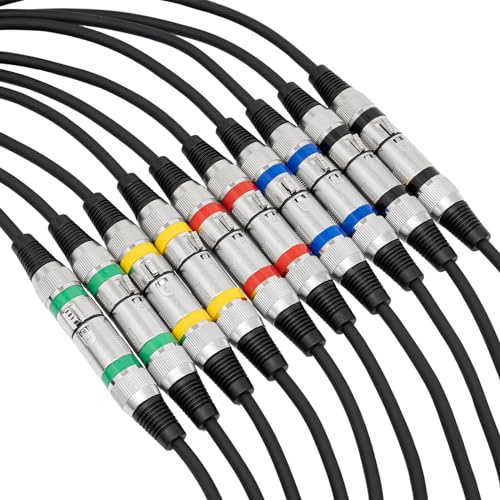 binxun DMX-Kabel 1m Schwarz PVC mit Kupferkern & Mehrschichtabschirmung – DMX-Signalanschluss Set 10 Stück DMX Mikrofonkabel für Bühnenbeleuchtung und Lichtsteuerung