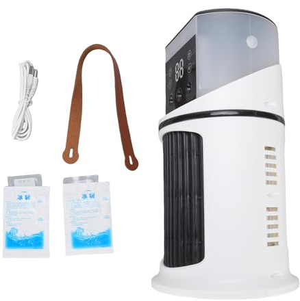 Buachois Air Cooler Humidifier Tragbar USB Desktop Wasser Ventilator, 4 IN 1 Kühllüfter Luftbefeuchter Nachtlicht, 500ML Tank 6 Geschwindigkeiten Nano Nebel Technologie für Büro Wo
