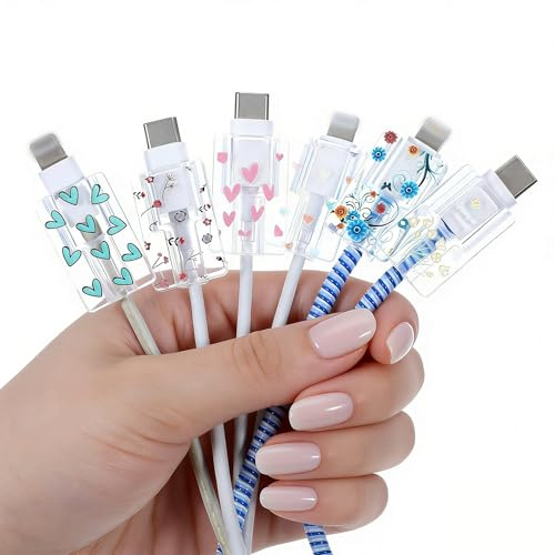 BinPhorm Cable Protector for ChCute Cable Protector for Chargers,6 PCS Transparent Cord Saver Phone Charger Accessories Cable Phone Protectorargers