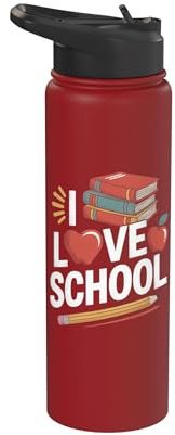 I Love School Books - Matita con mele Stainless Steel Insulated Water Bottle