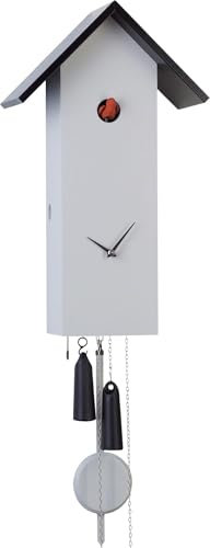 Rombach & Haas Moderne Kuckucksuhr Vogelhaus Simple Line grau 8-Tagewerk 41 cm