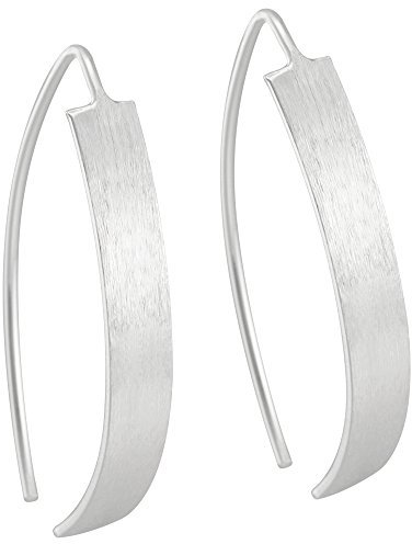 Vinani Damen Ohrringe 925 Silber - Ohrhänger Streifen - lang gebogen klein mattiert glänzend - aus 925 Sterling Silber - Ohrring-Set für Frauen - OUCK