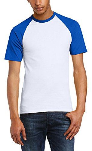 Fruit of the Loom Men's Baseball Classic Short Sleeve T-Shirt, White/Royal Blue, X-Large