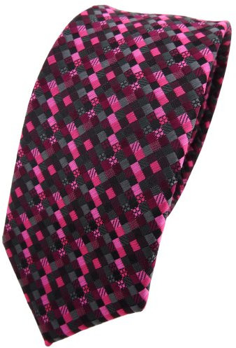 TigerTie schmale Krawatte in lila magenta pink schwarz anthrazit grau gemustert - Tie Binder
