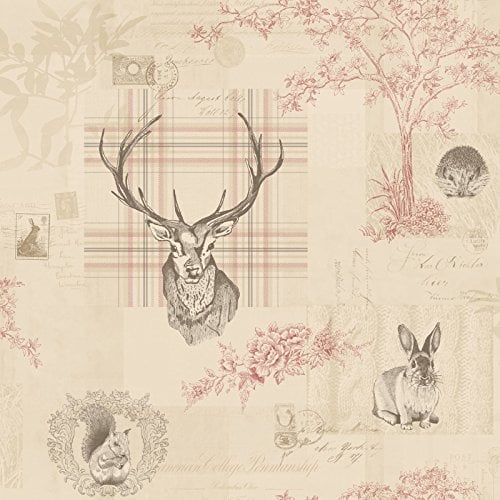 Richmond Highland Stag Wallpaper - Cranberry - 98010