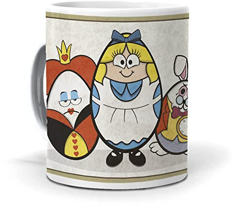 Taza Divertida Alicia en el País de las Maravillas Versión Huevo | Original para Regalar | Mensaje Gracioso de Películas | Ideal para Café | Regalos Amigo Invisible y Navidad | Cerámica 350 ML