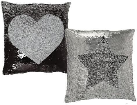 ootb Paillettenkissen, Stern und Herz, 40 x 40 cm