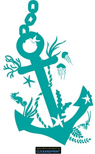 CLICKANDPRINT Aufkleber » Anker Unterwasser, 60x37,1cm, Türkis • Wandtattoo/Wandaufkleber/Wandsticker/Wanddeko/Vinyl