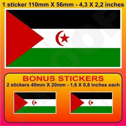 WESTERN SAHARA Flagge, Fahne Nordafrika, Afrikanisch 110mm Auto & Motorrad Aufkleber, Vinyl Sticker x1+2 BONUS