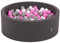 KiddyMoon 90X30cm/200 Bolas ∅ 7Cm Piscina De Bolas para Ninos Hecha En La UE, Gris Os:Gris/Blanco/Rosa