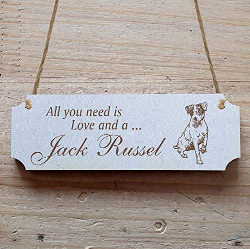 Schild « JACK RUSSEL TERRIER » 15 x 5 cm - Dekoschild Holzschild Türschild - Hund Haustier
