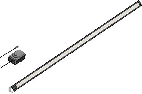 ledscom.de LED Unterbau-Leuchte SIRIS schwarz matt mit Netzteil, Eckmontage, flach, 90cm, 1044lm, weiß