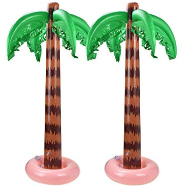 TIREOW 2 Pcs Aufblasbare Palme Palmen 90cm Kokospalmen Strand Hintergrund Wasser Spielzeug für Party Backyard