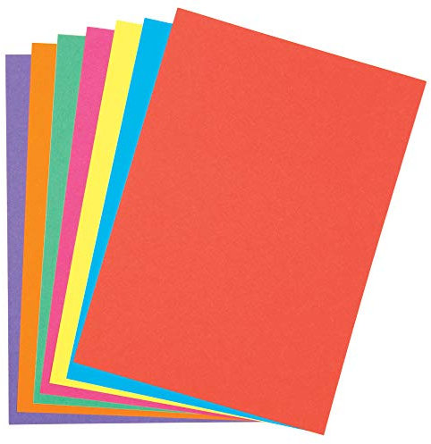 Baker Ross AV534 DIN A5 Regenbogenfarbener Karton (220 g/m²), ideal für Kunst- & Bastelarbeiten mit Kindern, für Collagen, Modellbau und mehr (50 Stück)