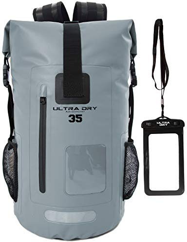Premium 35L Waterproof Dry Bag Backpack, Sack with Phone Dry Bag, Perfect for Boating/Kayaking/Hiking/Canoeing/Fishing/Rafting/Swimming/Camping/Snowboarding (Gray, 35 L)
