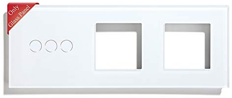 BSEED Marco panel de marco de vidrio para interruptor de luz y enchufe panel de vidrio de cristal panel de vidrio para interruptor de luz de pared y enchufe 3 Gang Blanco 228 mm