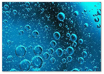 Tulup Impression sur Verre de 100x70 cm Image Tableau Photo décorative panoramique pour la Cuisine et Le Salon - Divers - Bulles sous l'eau - Bleu