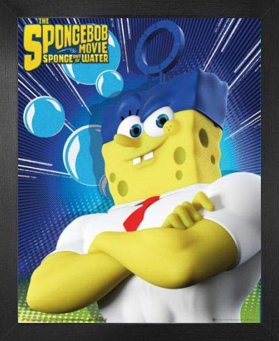 1art1 Spongebob Schwammkopf Poster Mini-Poster und MDF-Rahmen - The Movie, Standing (50 x 40cm)