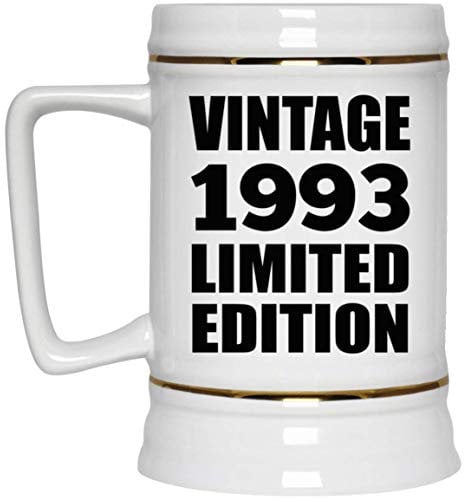 Designsify Gifts, 31st Birthday Vintage 1993 Limited Edition, 22oz Beer Stein Ceramic Tankard Mug with Handle for Freezer, for Anniversary Mothers Day Fathers Day Parents Day Party, to Men Women Him