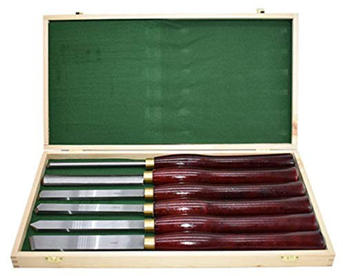 HSS-Qualitätsstahl 6-Teilig Mit Den Gängigsten Sorten Schüsseldrehröhre, Drehmeißel, Formröhre, Flachstahl, Abstecher Und Ringdreheisen Zum Drechseln Drechselbeitel Mit Holzgriff in Holzbox