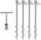 MightyPhine Stahlschraube Bodenanker - 4er Set 12 Zoll Silber Metall - Zeltheringe Trampolin Anker Kit Schaukel Set Anker Hohe Windbeständigkeit