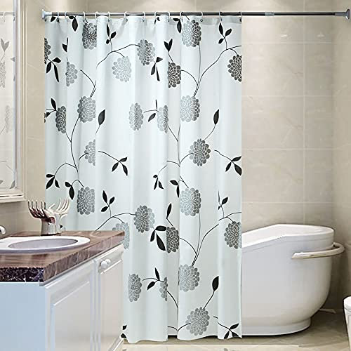 Juliyeh Rideaux de Douche à Motif Floral Extra Longs de 220 cm/240 cm de Chute – Résistant à la moisissure et imperméable pour Salle de Bain (200 x 240 cm)