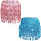 Pailletten-Fransenröcke, Bauchtanz-Rock, Festival, Quasten-Rock, Hüftschal, Wickel-Outfit, Kostüme für Frauen und Mädchen, Pink, Lake Blue, Einheitsgröße