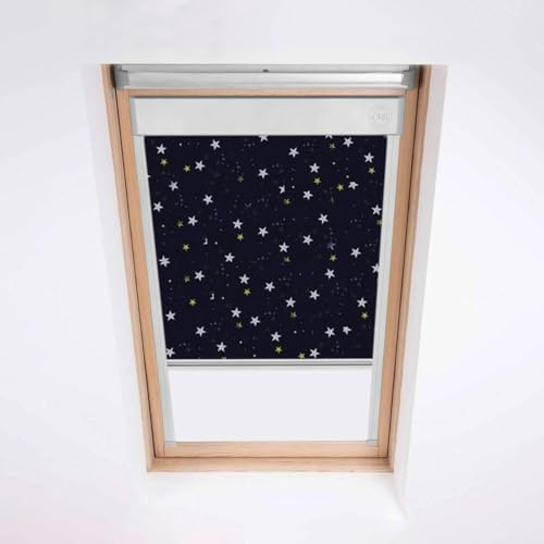 Dachfensterrollos für VELUX Dachfenster – Verdunkelungsrollo – Silberner Aluminiumrahmen (MK06, Nightfall)