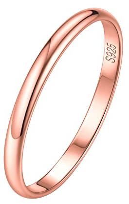 ChicSilver damen Rosegold Bandring 2mm breit Stapelring Fingerring in Ringgröße 65 Freundschafts Partnerring mit Schmuckbox für damen mädchen