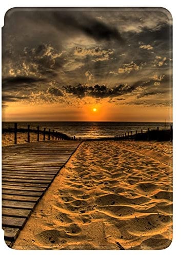 Hülle für Kindle Paperwhite 10. Generation 2018 6 Hülle Flip Leder Silikon Schutzhülle, Auto Aufwachen oder Schlafen Magnetisch TPU Case, Meer Sandstrand Muster Hülle für Paperwhite 2018 (7)