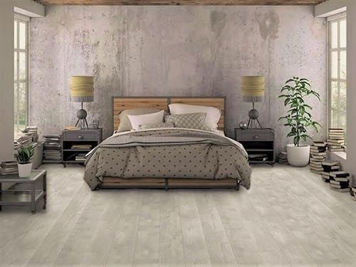 Alpha-Tex PVC Bodenbelag Vinylboden in hellem Holz Design, Zuschnitt (4m breit, 6m lang)