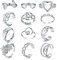 JeryWe Edelstahl Ringe Damen Verstellbar - Silber Ästhetischer Schmuck Stapelbar Trendy Knöchel Daumen Finger Set - Größe 6-9 Indie Offene Ringe (Stil3)