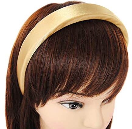 axy Haarreif mit Stoff gepolstertes Candy Colours und Satin Bezogen - Wunderschön Damen Stirnband Haarschmuck Haarreifen HRK7A (Gold)