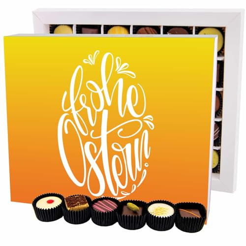 Hallingers Genuss Manufaktur Pralinen Oster-Geschenk - ohne Alkohol, handmade aus Confiserie-Edelkakao in wertiger XXL-Geschenkbox Frohe Ostern Os..., Ostern Körbchen für Frauen Männer