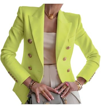 EFOFEI Donna Blazer Classico Slim Fit Doppiopetto Cappotto da Ufficio Giacca Formale Elegante