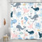 Riyidecor Kinder-Duschvorhang mit Cartoon-Tiermotiv, 152x183 cm, Unterwasserwelt, Wal, Oktopus, Quallen, Seestern, niedlich, rosa, blau, Meeresalgen, Schildkröte, wasserdicht, 12 Haken