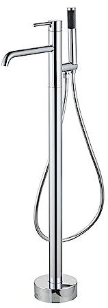 ZYCDP Robinet Baignoire Sur Pied,Mitigeur Baignoire ilot sur Pied Laiton,Mitigeur Baignoire ilot sur Pied Monocommande,Mitigeur De Baignoire Monotrou Chaud Et Froid Monté Au Sol,Chrome