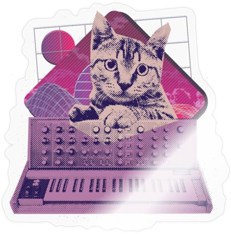 Katze Synthcat Synthesizer Geschenk Musik Vaporwave Sticker Aufkleber