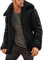 L9WEI Herren Dicker Bomberjacke Lammfell Schaffell Fell Lederjacke Männer Winter Winterjacke Mode Herrenjacke