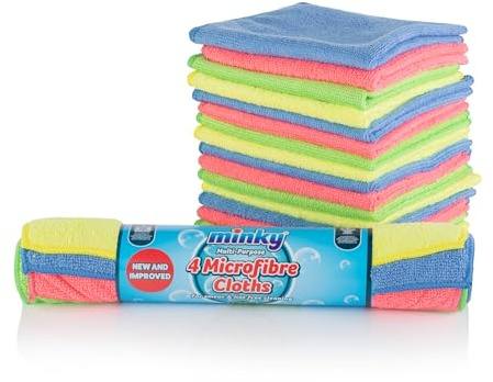 Minky Microfibre Multi-Pack Bundle - Microfibre Cloth Set of 96, Multipurpose Duster, Sponge & Cloth, Reusable Home Essentials, Multiuse Cleaning Products, Lint Free, 4 Colours, Soft Cleaning Cloths