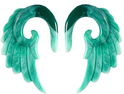 Bishilin Ohrringe Tunnel 5MM, Ohr Plug Set Engelsflügel Grün Tunnel Piercing Ohr Expander