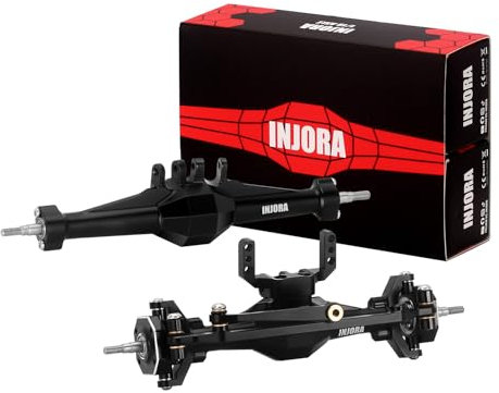 INJORA +4mm Diamantachsen mit liegendem Servohalter und Verbindungsstücken für 1/18 RC Crawler TRX4M Upgrade,Schwarz