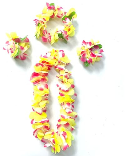 duoyif Collana Hawaiana 4Pezzi Collana Di Fiori Hawaiana Tropicale Hawaii Ghirlande Leis Luau Collana Floreale Hawaiana Per Feste Hawaiane Estive Spiaggia Party Matrimoni Rave Bar (Rosa giallo)
