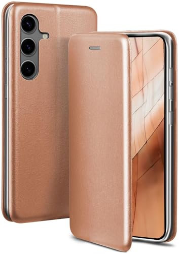 ONEFLOW Business Case für Samsung Galaxy S24 Handyhülle klappbar mit Standfunktion, Klapphülle Flipcase Cover Dünn, PU Leder Hülle mit Kartenfach, 360 Grad Schutzhülle, Rosegold
